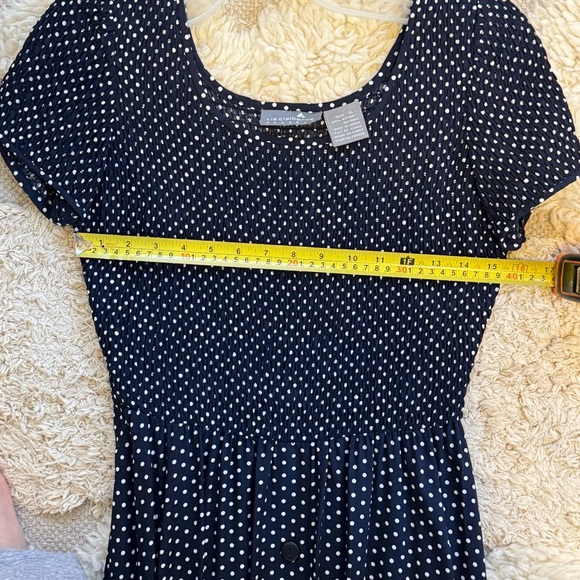 Vintage Liz Claiborne Navy Polka Dot Maxi Dress - Size 6 - Picture 7 of 8